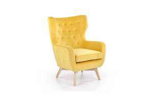 Fotel Marvel - żółty / nogi naturalne 