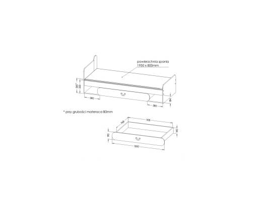 Dolmar CARINI Łóżko 80 z szufladą CA11 - zdjecie nr 1