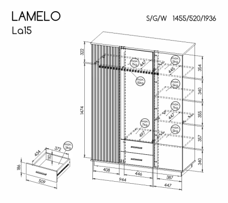 Dolmar (Donaborów 62, 63-604 Baranów) SZAFA TRZYDRZWIOWA LAMELO LA15 - zdjecie nr 1
