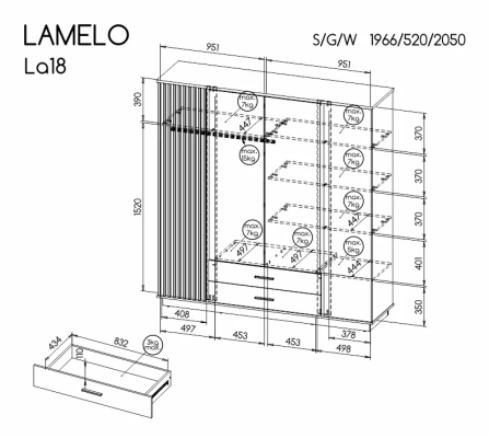 Dolmar (Donaborów 62, 63-604 Baranów) SZAFA CZTERODRZWIOWA LAMELO LA18 - zdjecie nr 1