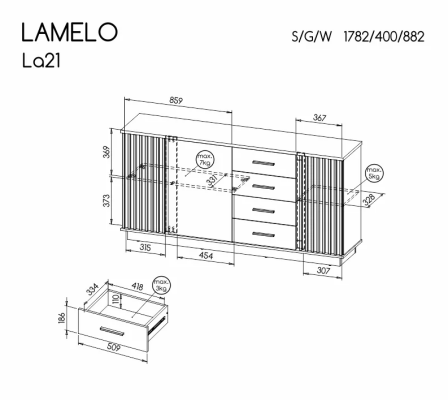Dolmar (Donaborów 62, 63-604 Baranów) KOMODA LAMELO LA21 178CM - zdjecie nr 1